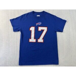Josh Allen #17 NFL Team Apparel Buffalo Bills Football Blue T-Shirt Size Medium
